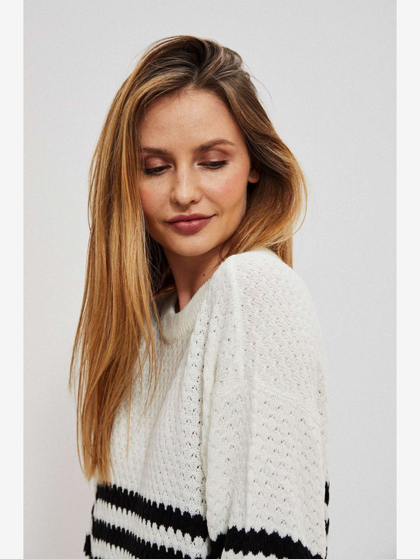 Moodo Fekete-fehér női csíkos pulóver Moodo