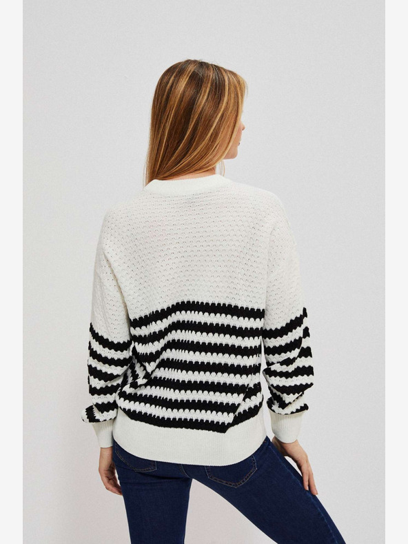 Moodo Fekete-fehér női csíkos pulóver Moodo