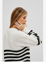 Moodo Fekete-fehér női csíkos pulóver Moodo