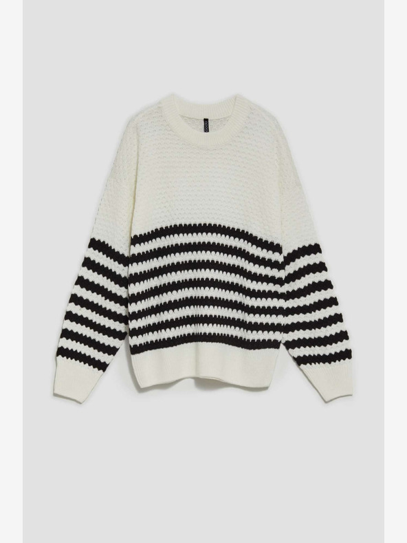 Moodo Fekete-fehér női csíkos pulóver Moodo