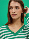 Moodo Fehér és zöld női csíkos pulóver Moodo