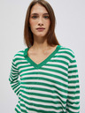 Moodo Fehér és zöld női csíkos pulóver Moodo