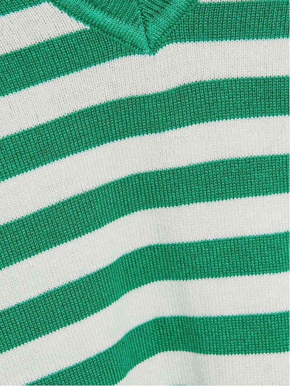 Moodo Fehér és zöld női csíkos pulóver Moodo