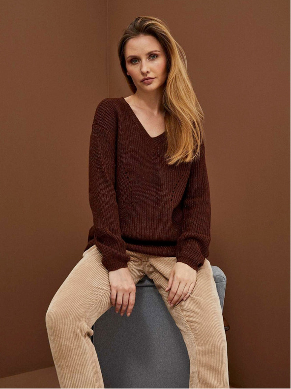 Moodo Barna női fényes Moodo pulóver