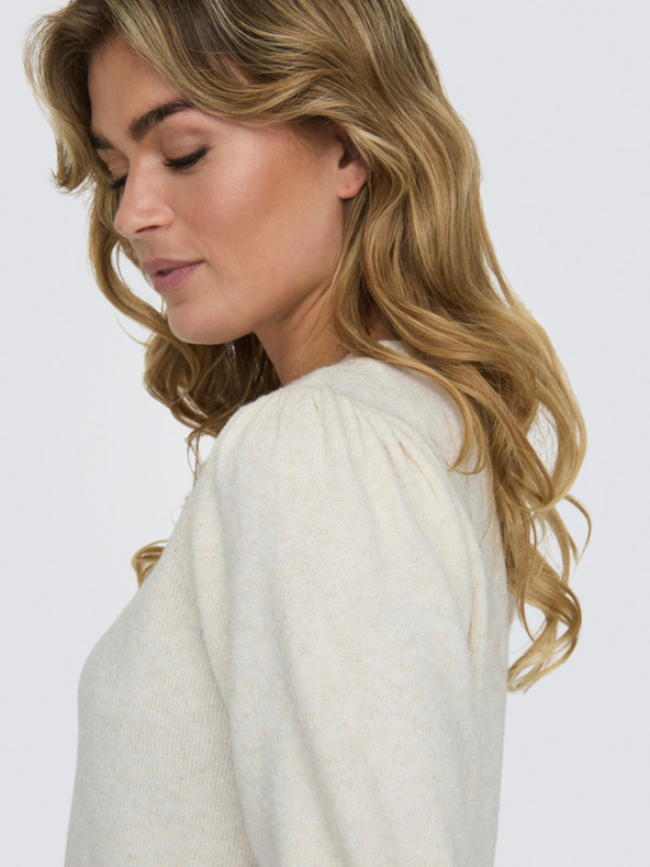 ONLY Bézs színű női rövid ujjú pulóver ONLY ONLRICA