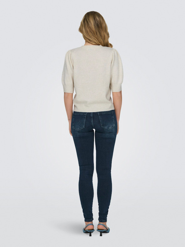 ONLY Bézs színű női rövid ujjú pulóver ONLY ONLRICA