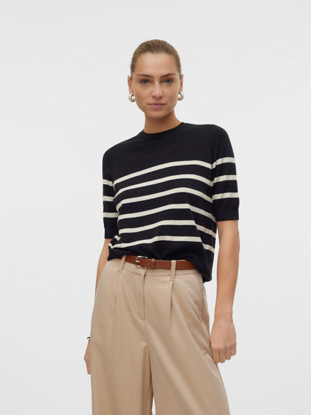 Vero Moda Bézs és fekete női csíkos pulóver Vero Moda Vero Moda