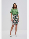 Moodo Bézs és zöld női virágos szoknya övvel Moodo