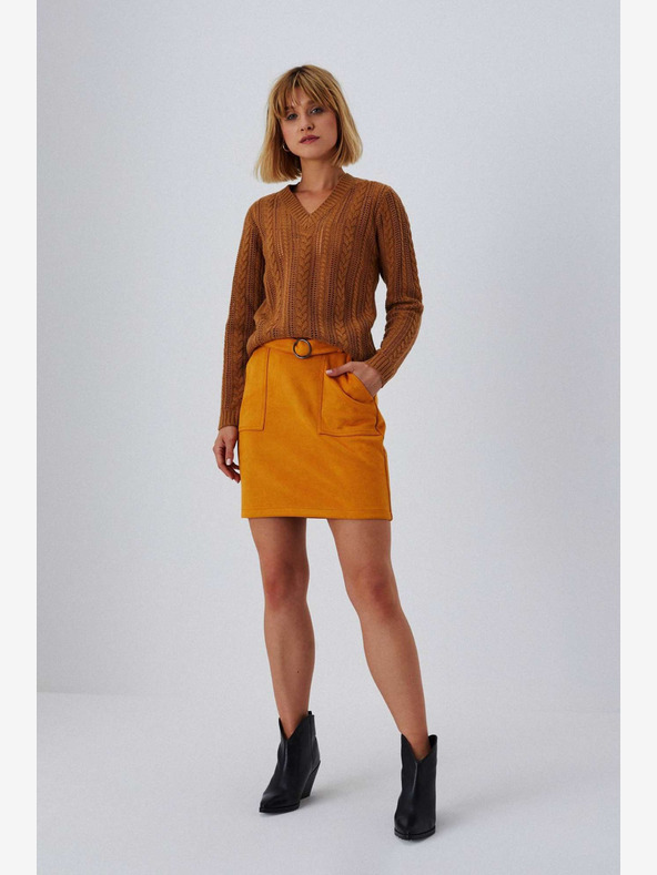 Moodo Narancssárga női szarvasbőr szoknya Moodo