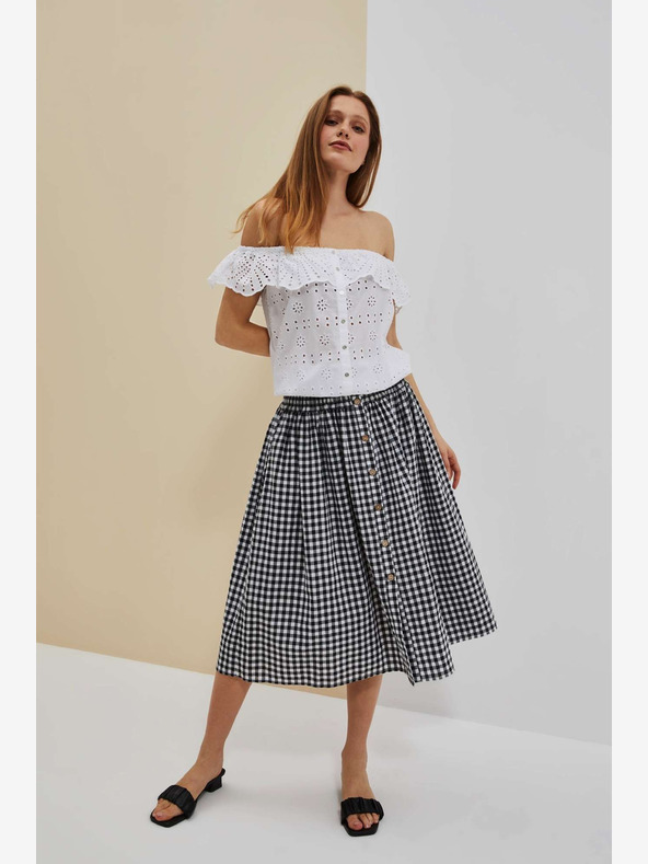 Moodo Fehér és fekete női kockás szoknya Moodo