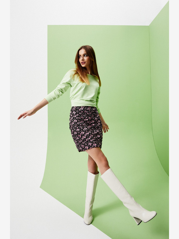 Moodo Rózsaszín és fekete női virágos szoknya Moodo