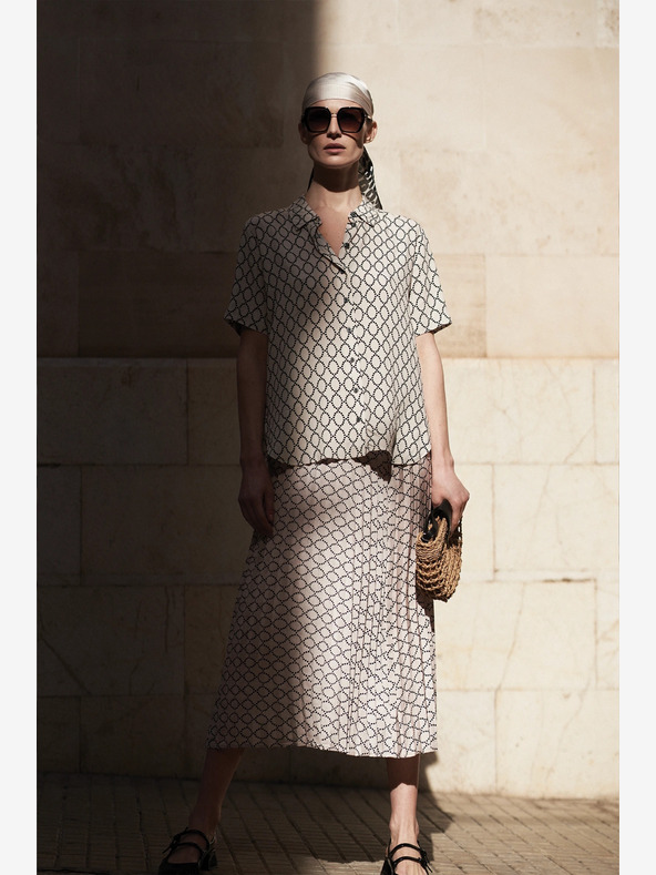 Moodo Bézs színű női mintás rakott szoknya Moodo