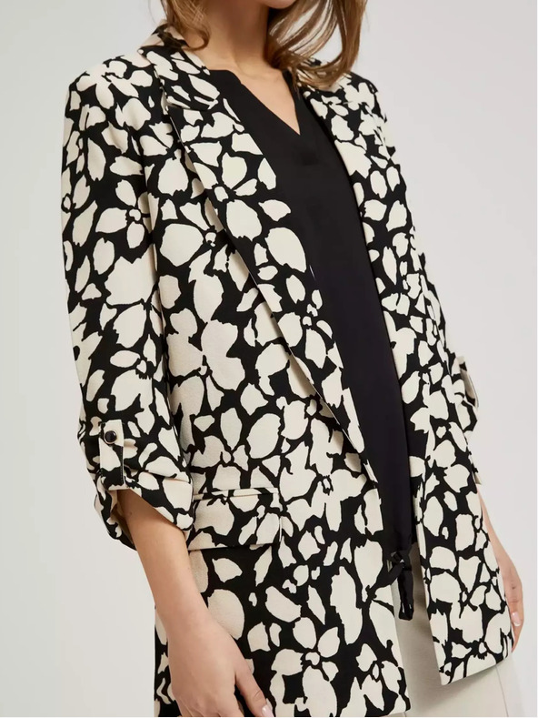 Moodo Fekete és krémszínű női mintás blézer Moodo