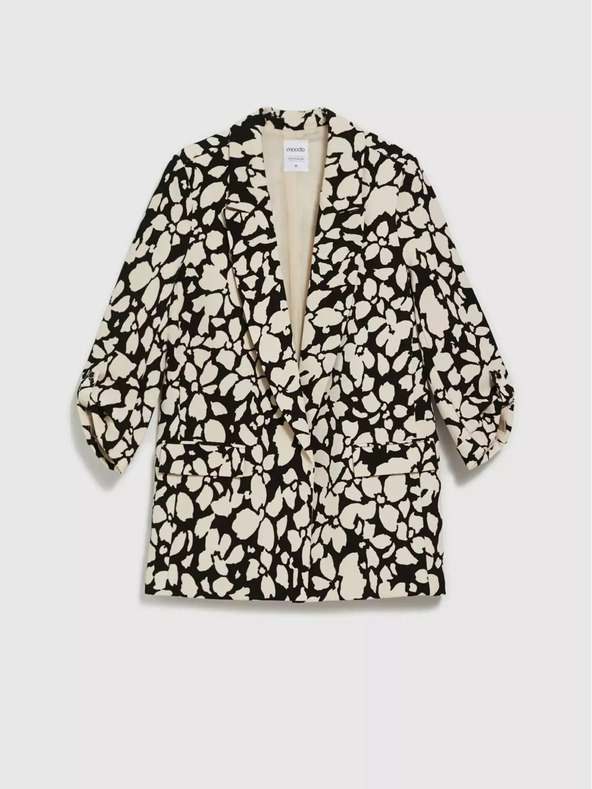 Moodo Fekete és krémszínű női mintás blézer Moodo