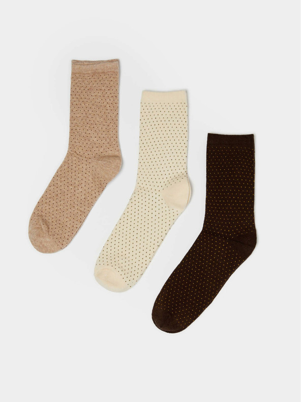 Moodo Három pár női zokni készlet bézs és barna színben Moodo