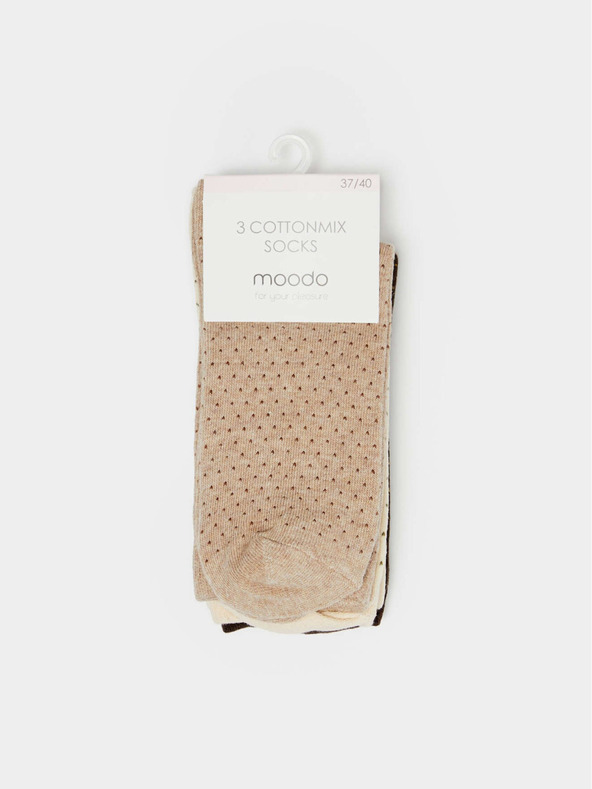 Moodo Három pár női zokni készlet bézs és barna színben Moodo