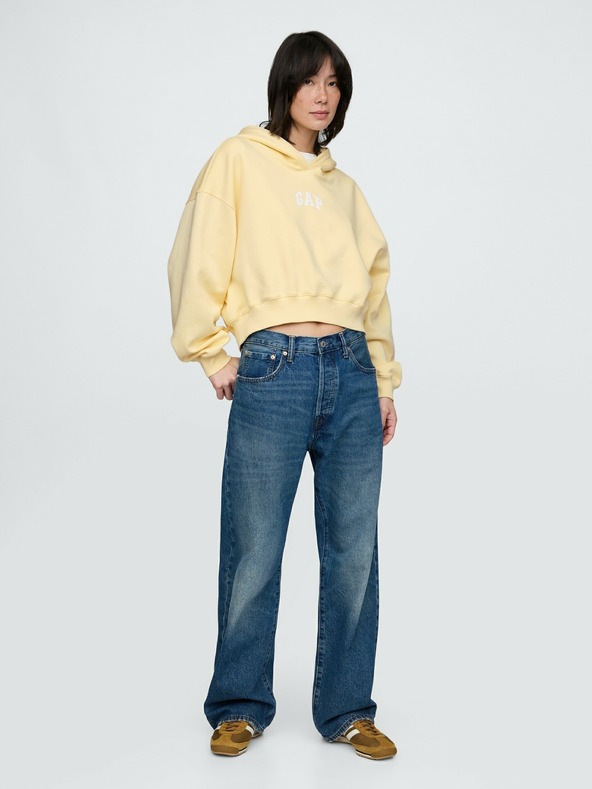 GAP Logós cropped kapucnis pulóver GAP