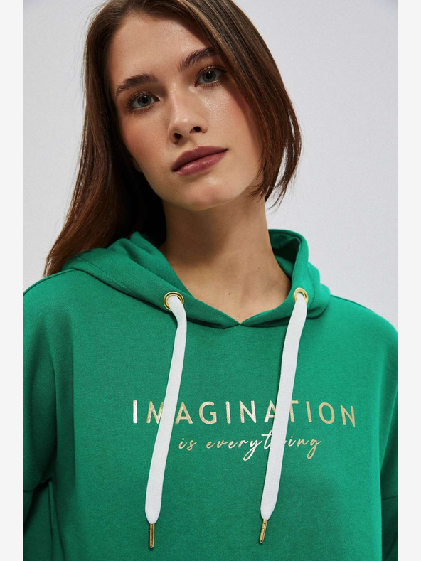 Moodo Zöld női kapucnis pulóver Moodo