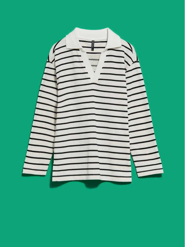 Moodo Fekete-fehér női csíkos pulóver Moodo