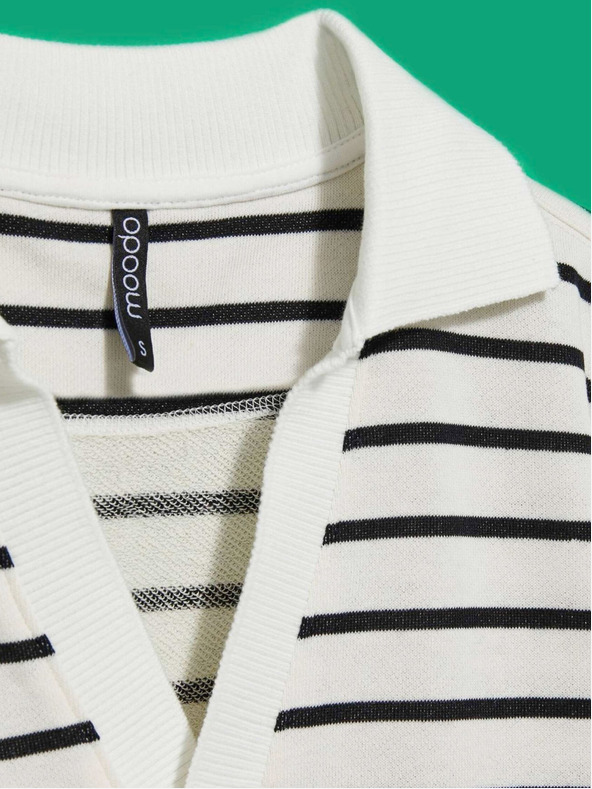 Moodo Fekete-fehér női csíkos pulóver Moodo