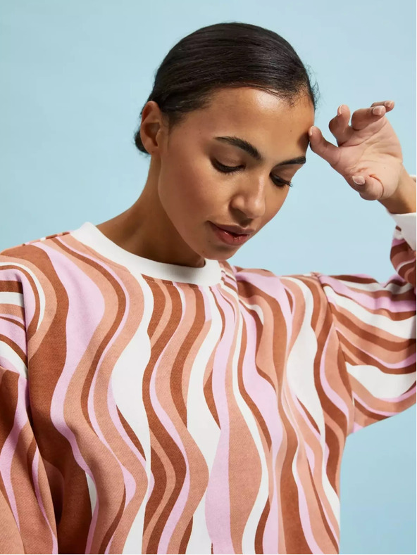 Moodo Rózsaszín és barna női mintás pulóver Moodo