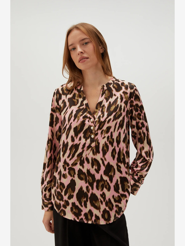 Moodo Barna és rózsaszín női mintás blúz Moodo