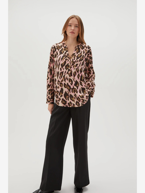 Moodo Barna és rózsaszín női mintás blúz Moodo