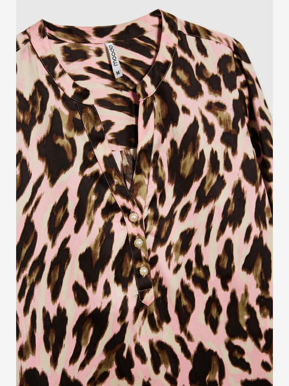 Moodo Barna és rózsaszín női mintás blúz Moodo