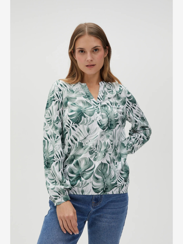 Moodo Fehér és zöld női mintás blúz Moodo