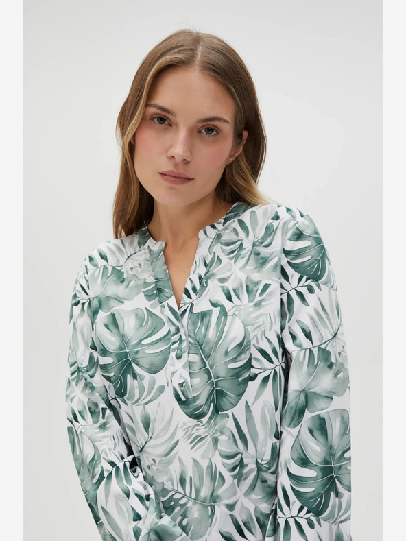 Moodo Fehér és zöld női mintás blúz Moodo