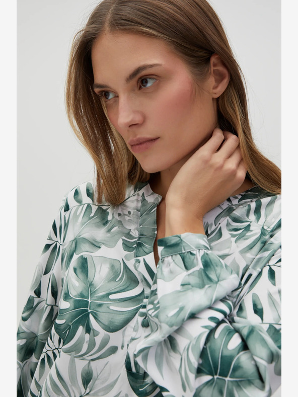 Moodo Fehér és zöld női mintás blúz Moodo