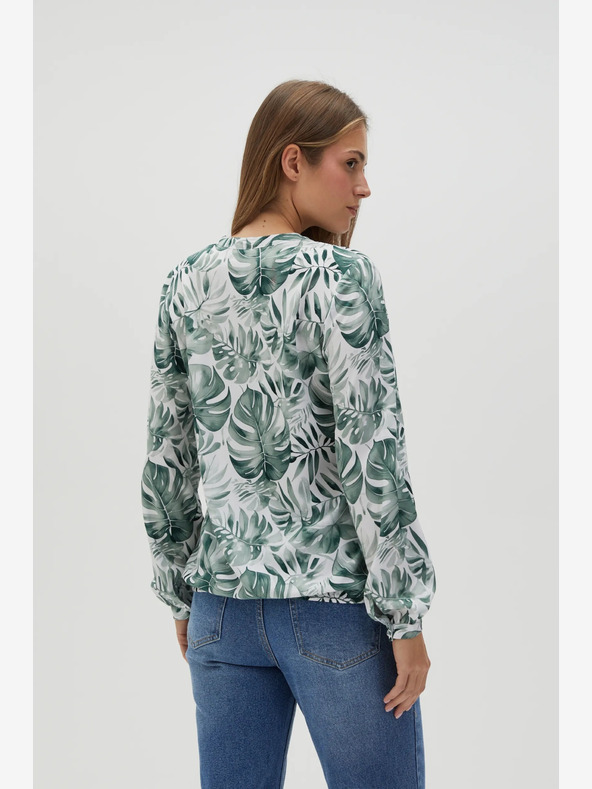 Moodo Fehér és zöld női mintás blúz Moodo