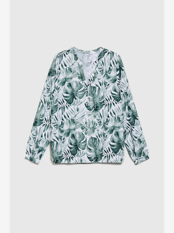 Moodo Fehér és zöld női mintás blúz Moodo