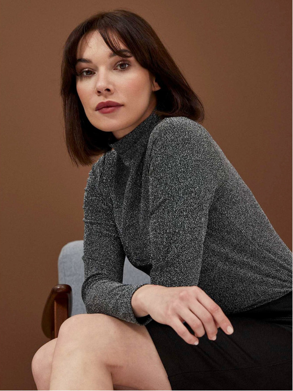 Moodo Fekete női blúz fémszállal Moodo