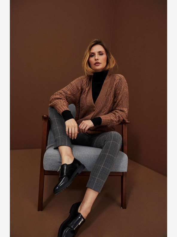 Moodo Moodo Szürke női kockás nadrág