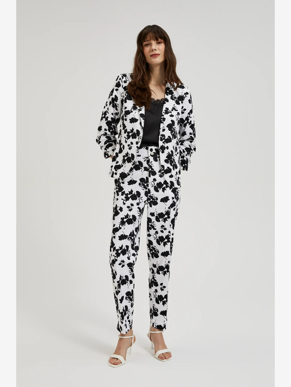 Moodo Moodo női fekete-fehér virágos nadrág