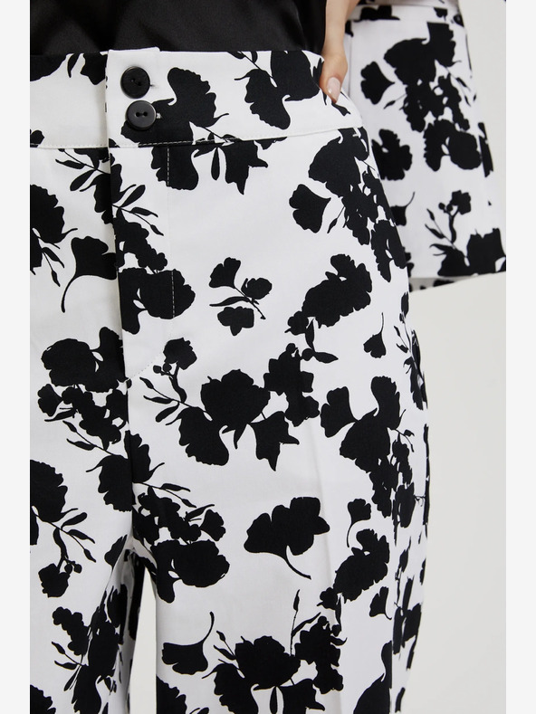 Moodo Moodo női fekete-fehér virágos nadrág
