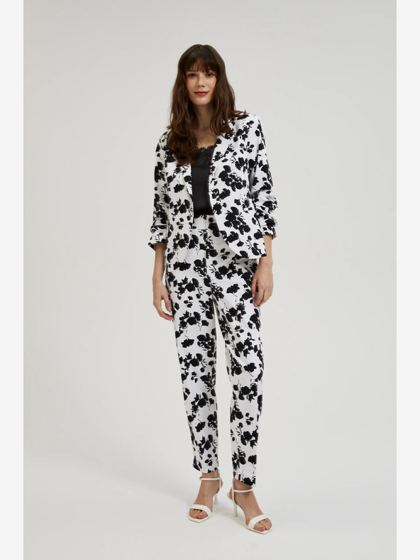 Moodo Moodo női fekete-fehér virágos nadrág