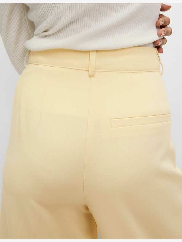 Marks & Spencer Széles szárú szövött nadrág pliszírozott elülsővel Marks & Spencer sárga