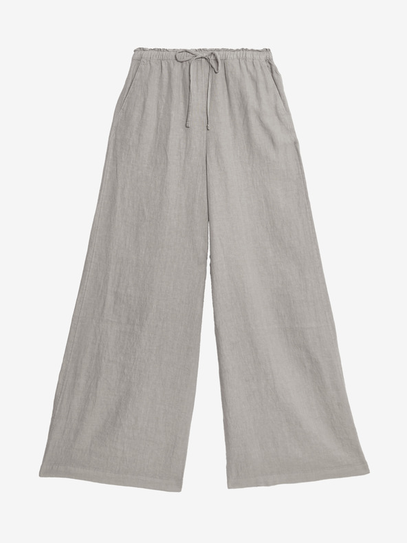 Marks & Spencer Tiszta vászonból készült, széles szárú nadrág Marks & Spencer szürke