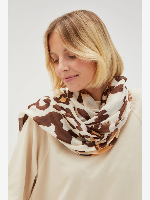 Moodo Krémszínű és barna női mintás sál Moodo