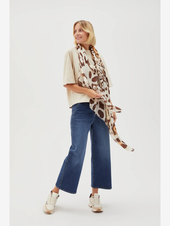 Moodo Krémszínű és barna női mintás sál Moodo