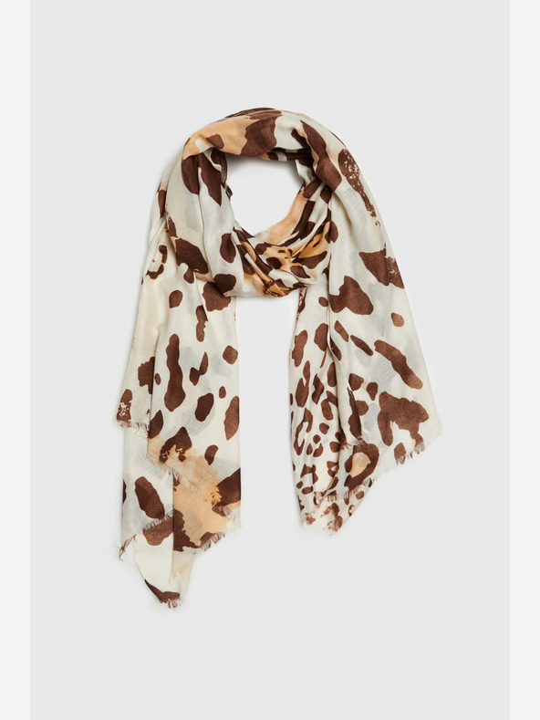 Moodo Krémszínű és barna női mintás sál Moodo