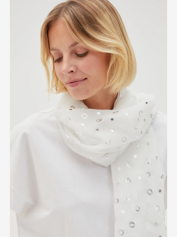 Moodo Fehér női pöttyös sál Moodo