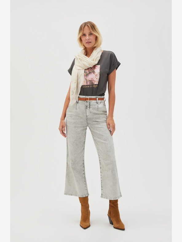 Moodo Krémszínű női mintás sál Moodo