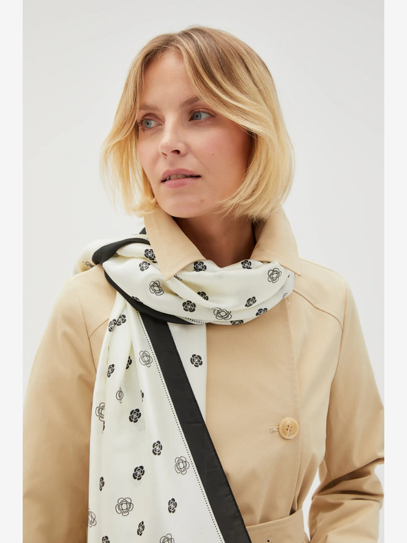 Moodo Fekete-fehér női virágos sál Moodo