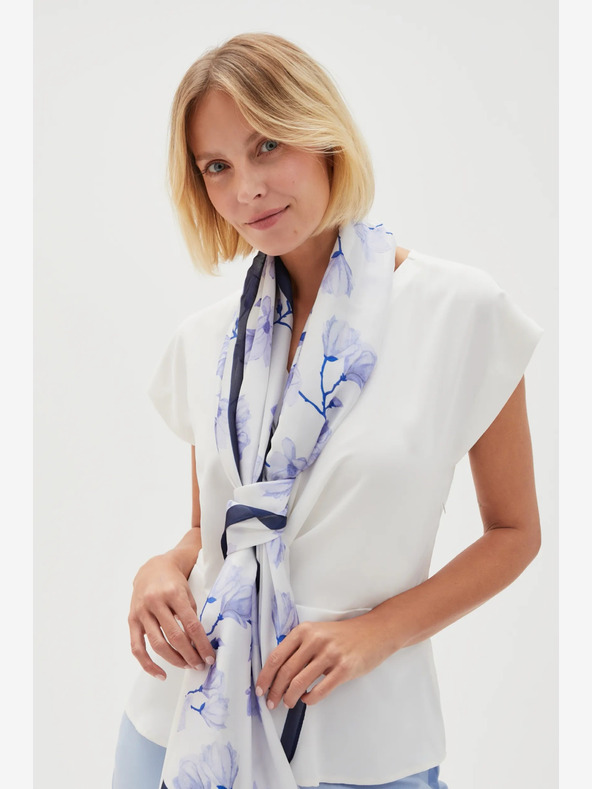 Moodo Fehér és kék női virágos sál Moodo
