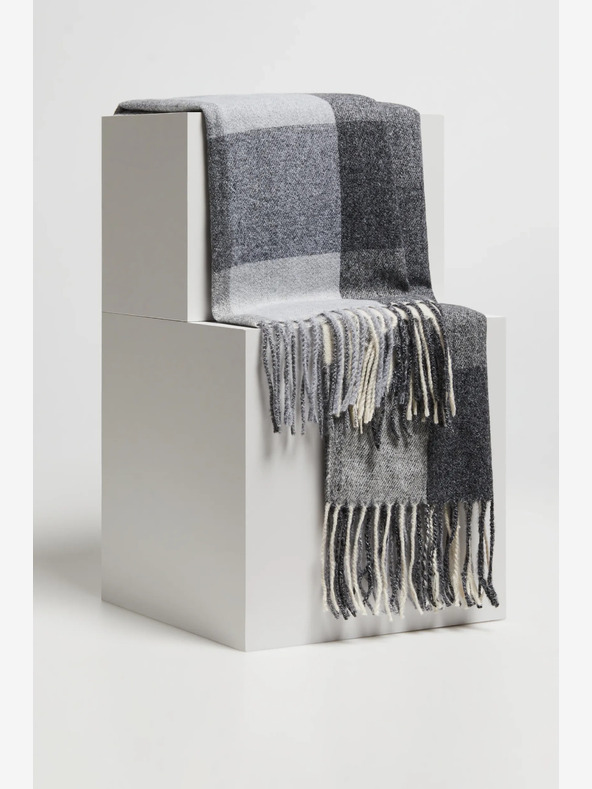 Moodo Moodo fehér és szürke női kockás sál