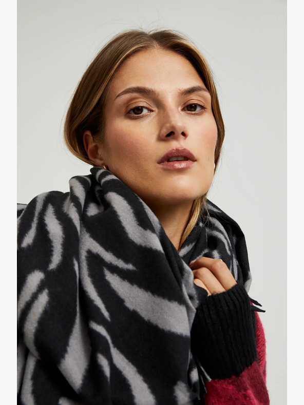 Moodo Moodo szürke és fekete női mintás sál