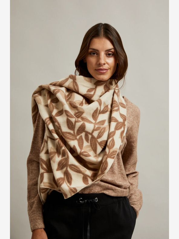 Moodo Moodo barna és bézs színű női mintás sál Moodo
